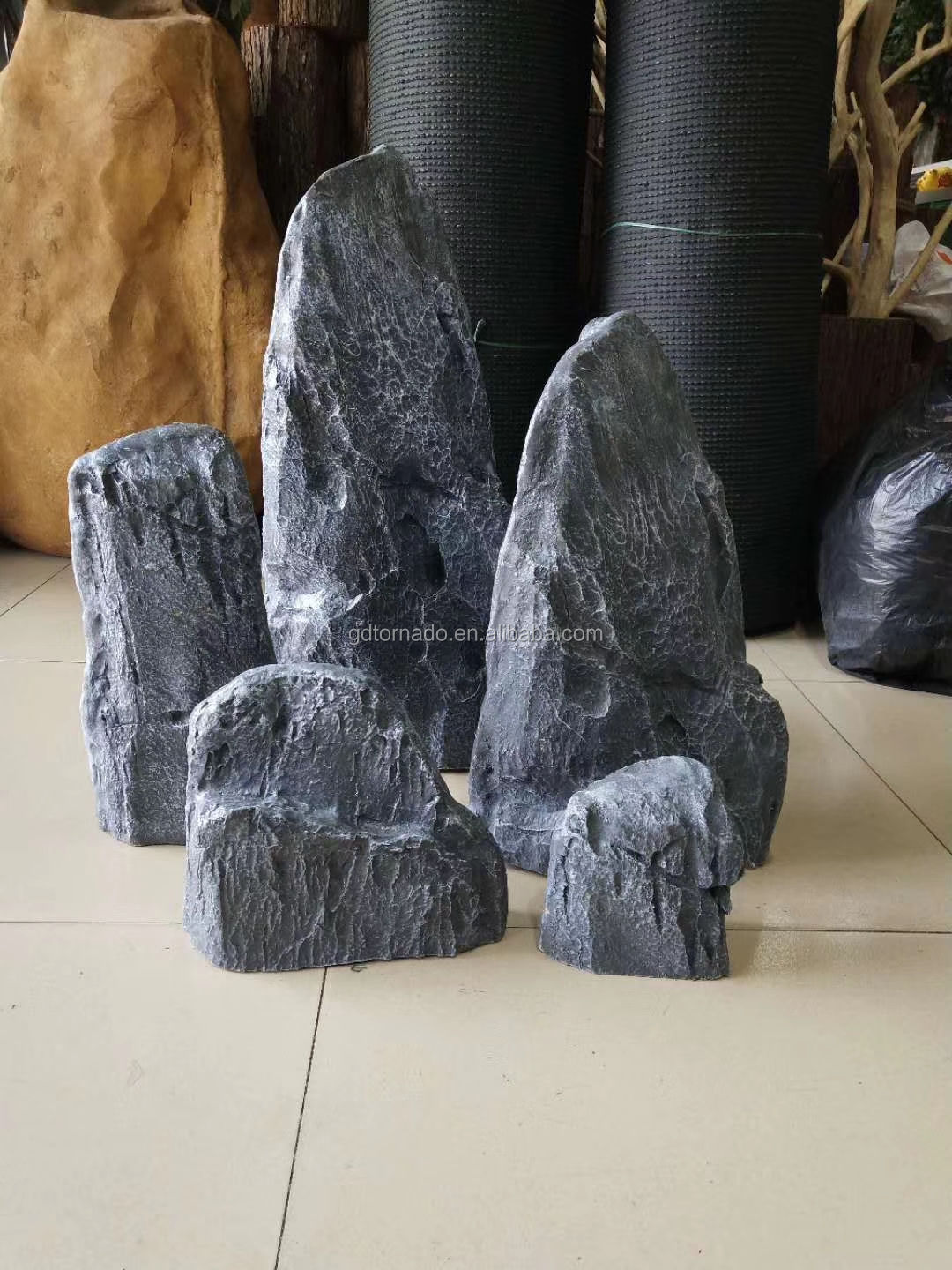 喜欢大石头庭院景观项目装饰人造文化石头模具玻璃纤维石头人造石头