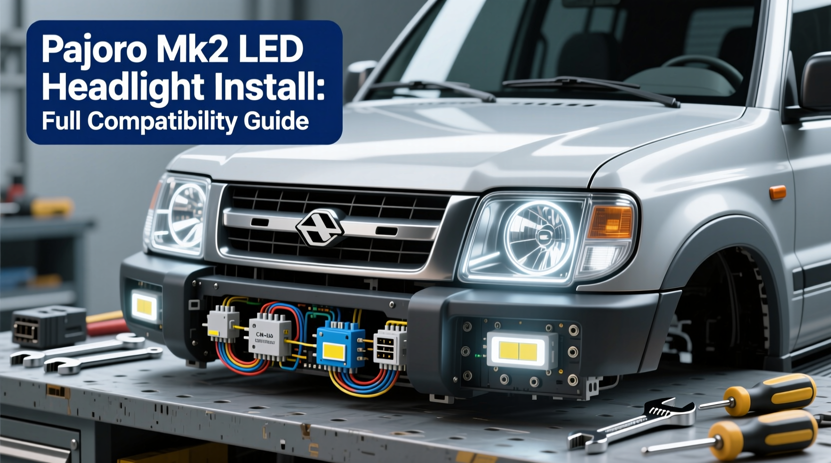 pajero mk2 led headlight install