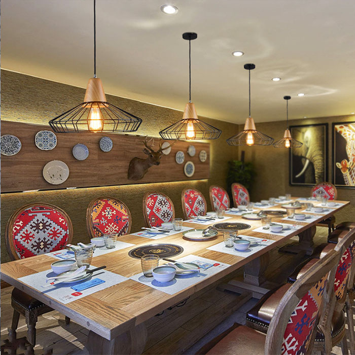 Simple Art Design Loft Hanging Lighting E26 E27 Wood Pendant Lamp