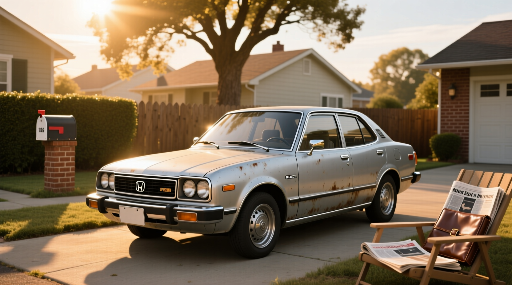 1978 Honda Accord hatchback parked on city street