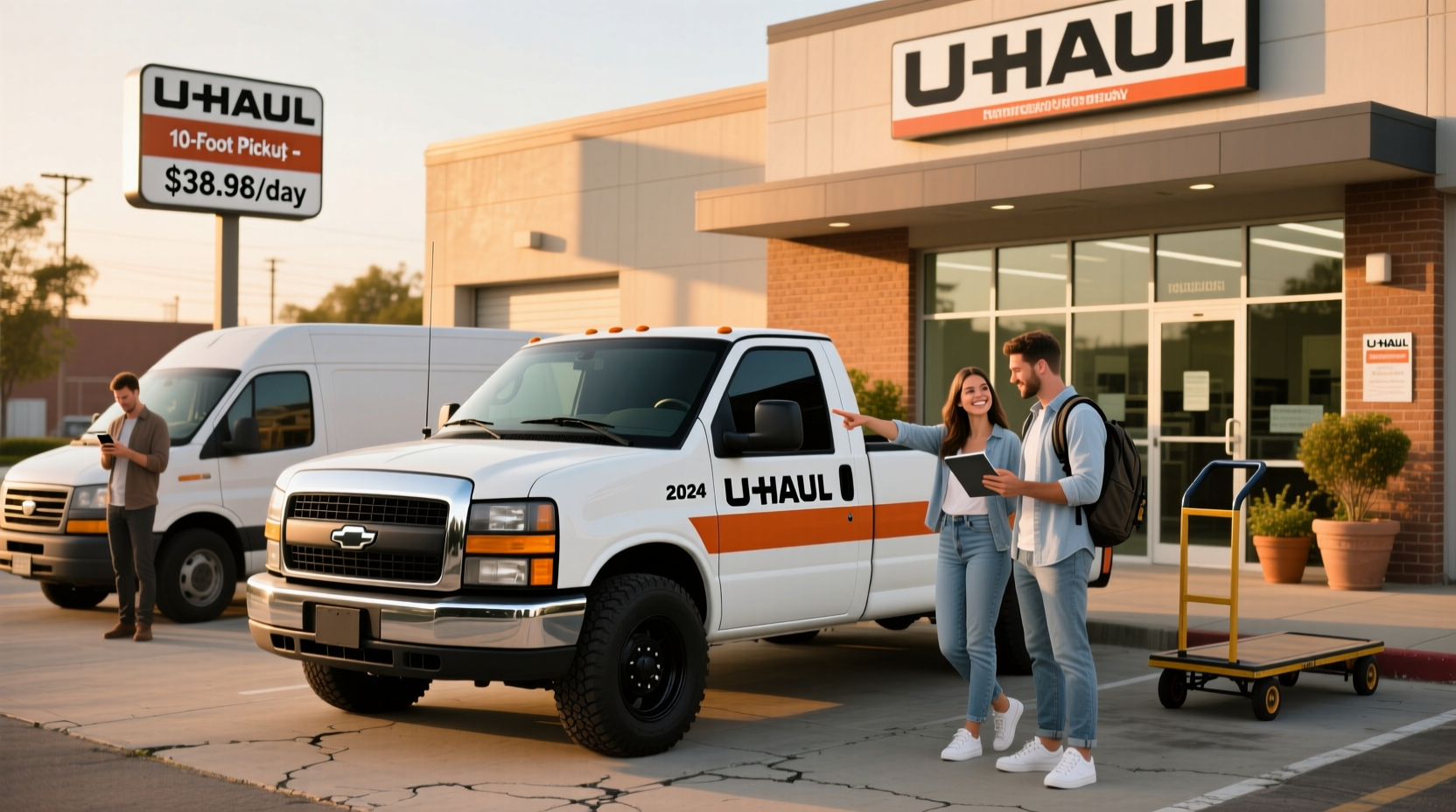 U-Haul 10-foot box truck parked on residential street