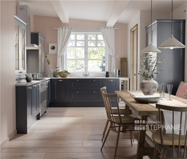 italian style classic kitchen cabinet for villa, good price black mdf kitchen cabinets