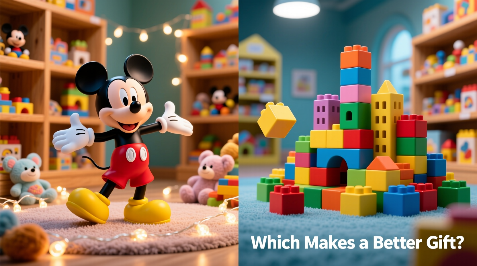 mickey mouse figures vs building blocks which one makes a better gift and why