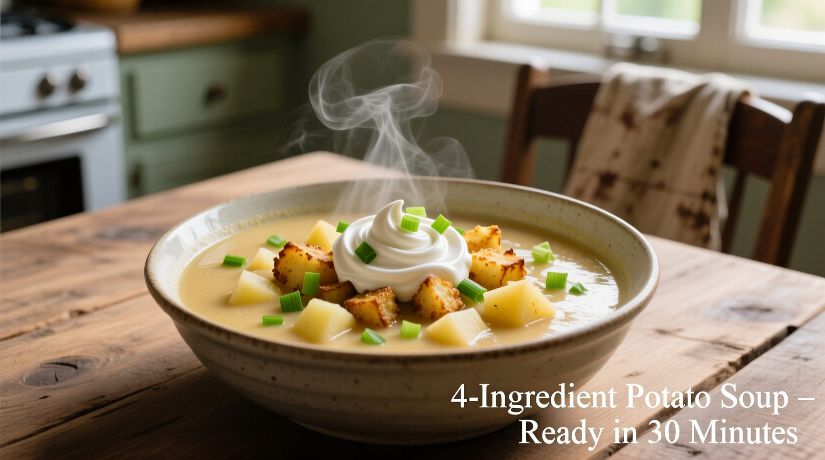 4 ingredient potato soup with frozen hash browns and sour