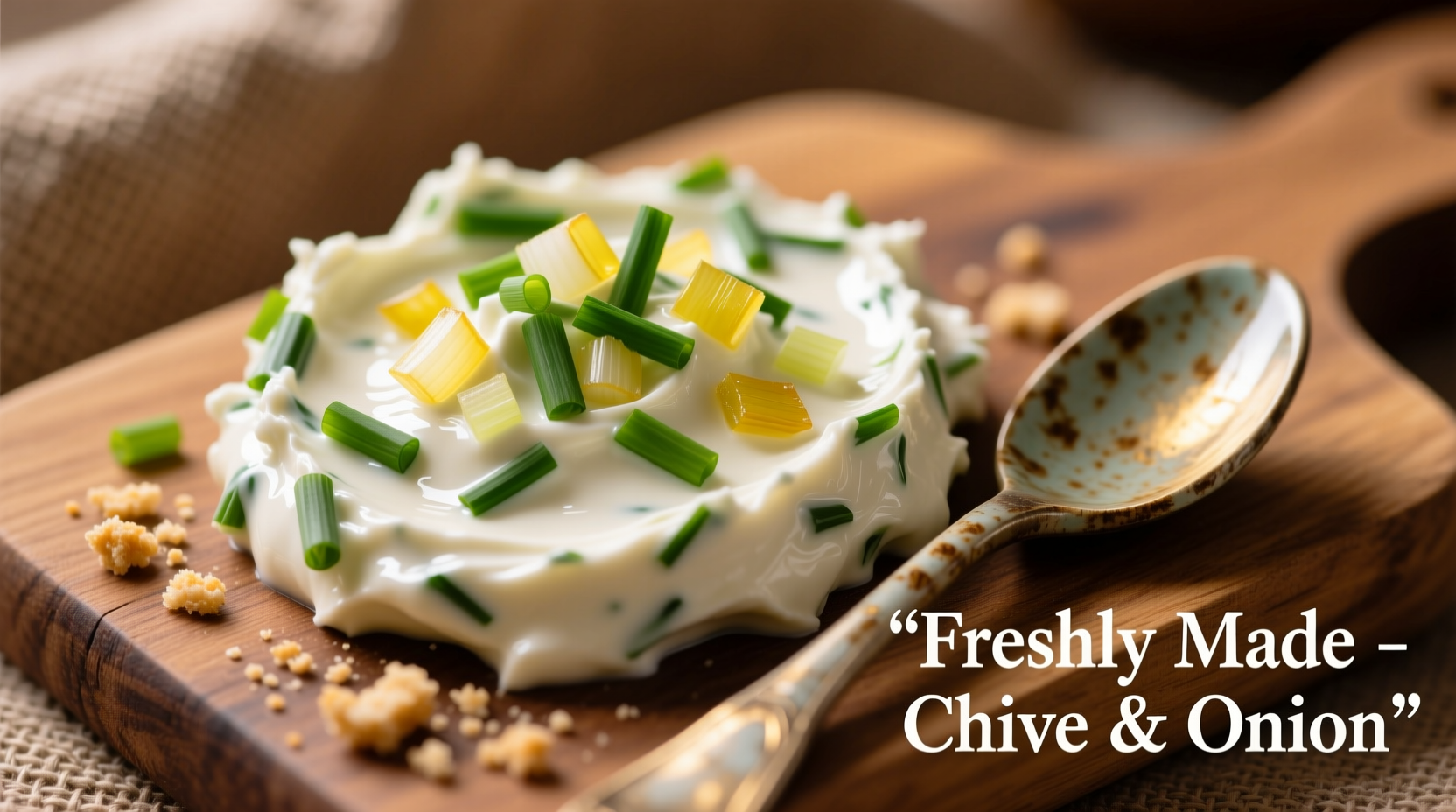 Homemade chive and onion cream cheese spread