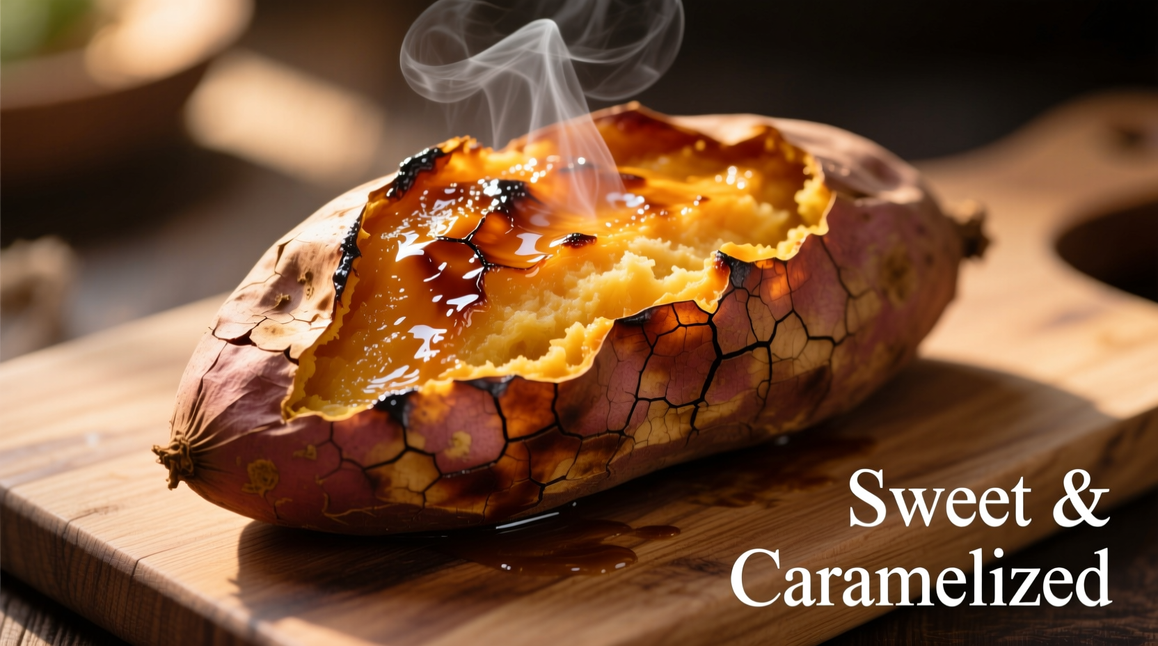 Perfectly baked sweet potatoes with caramelized skin