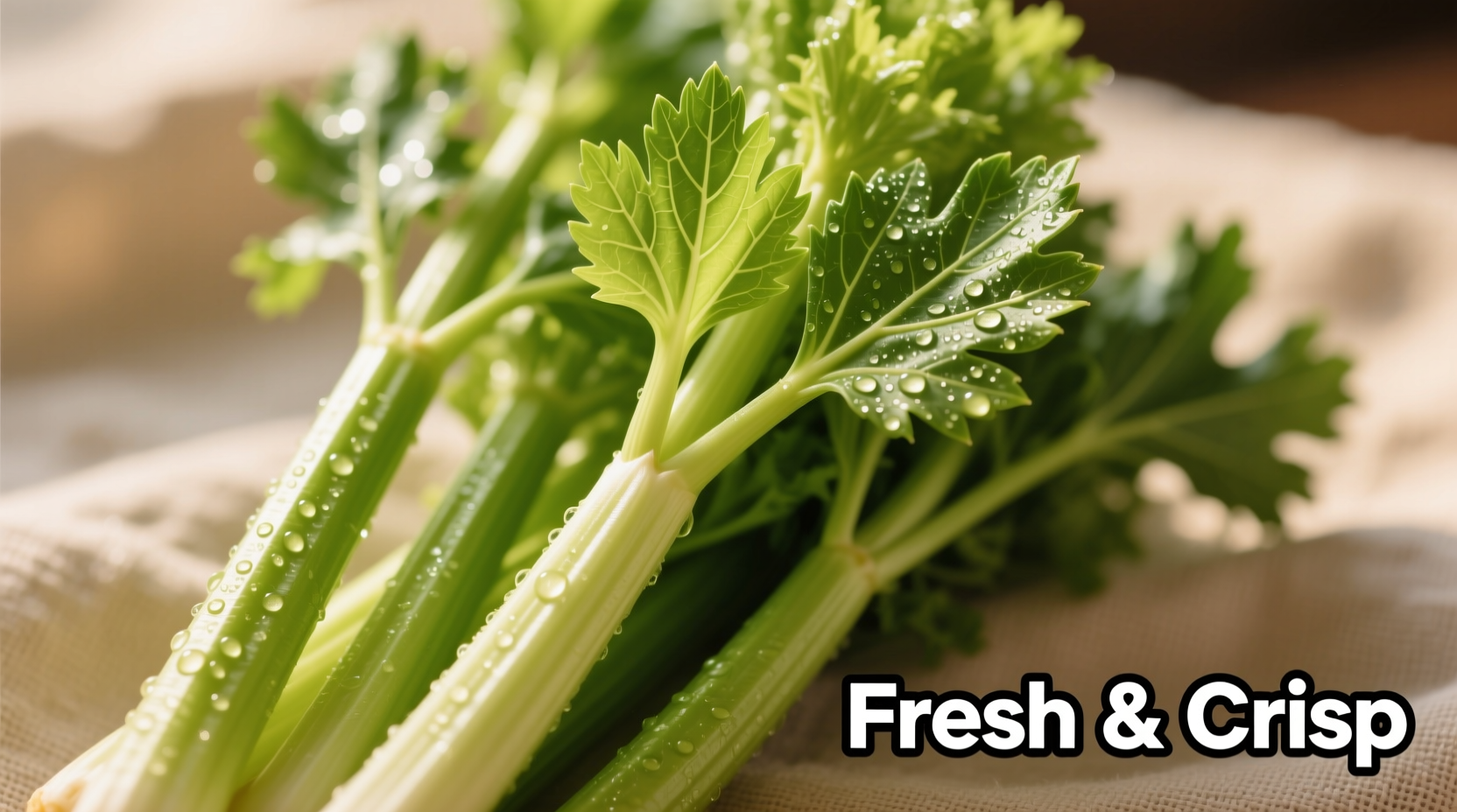 Fresh celery stalks with green leaves
