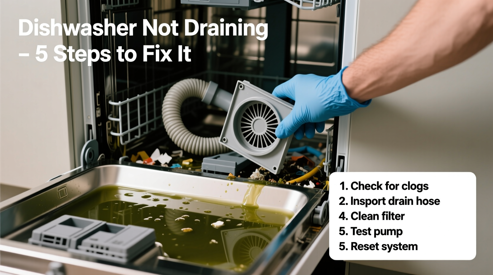 dishwasher not draining why water pools how to fix it