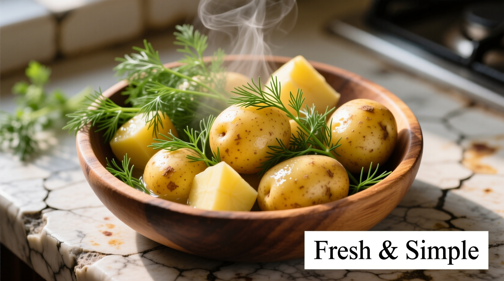 Fresh dill and Yukon Gold potatoes for potato salad