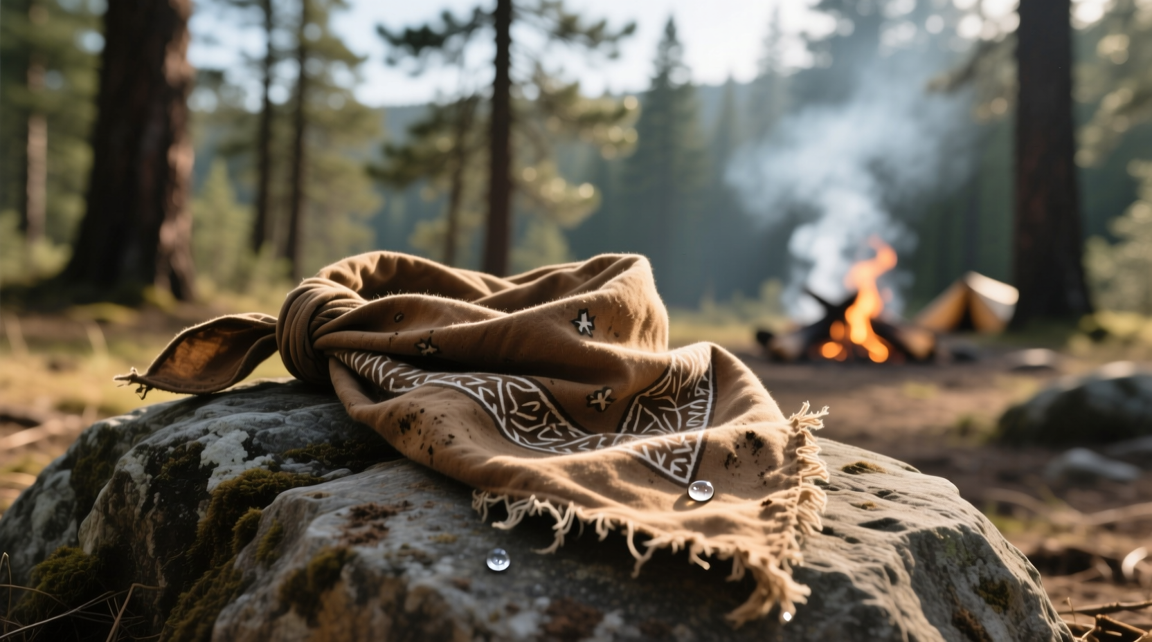 Weekend camping, worn bandana, doubles as towel/fire starter, outperforms $30 gadgets