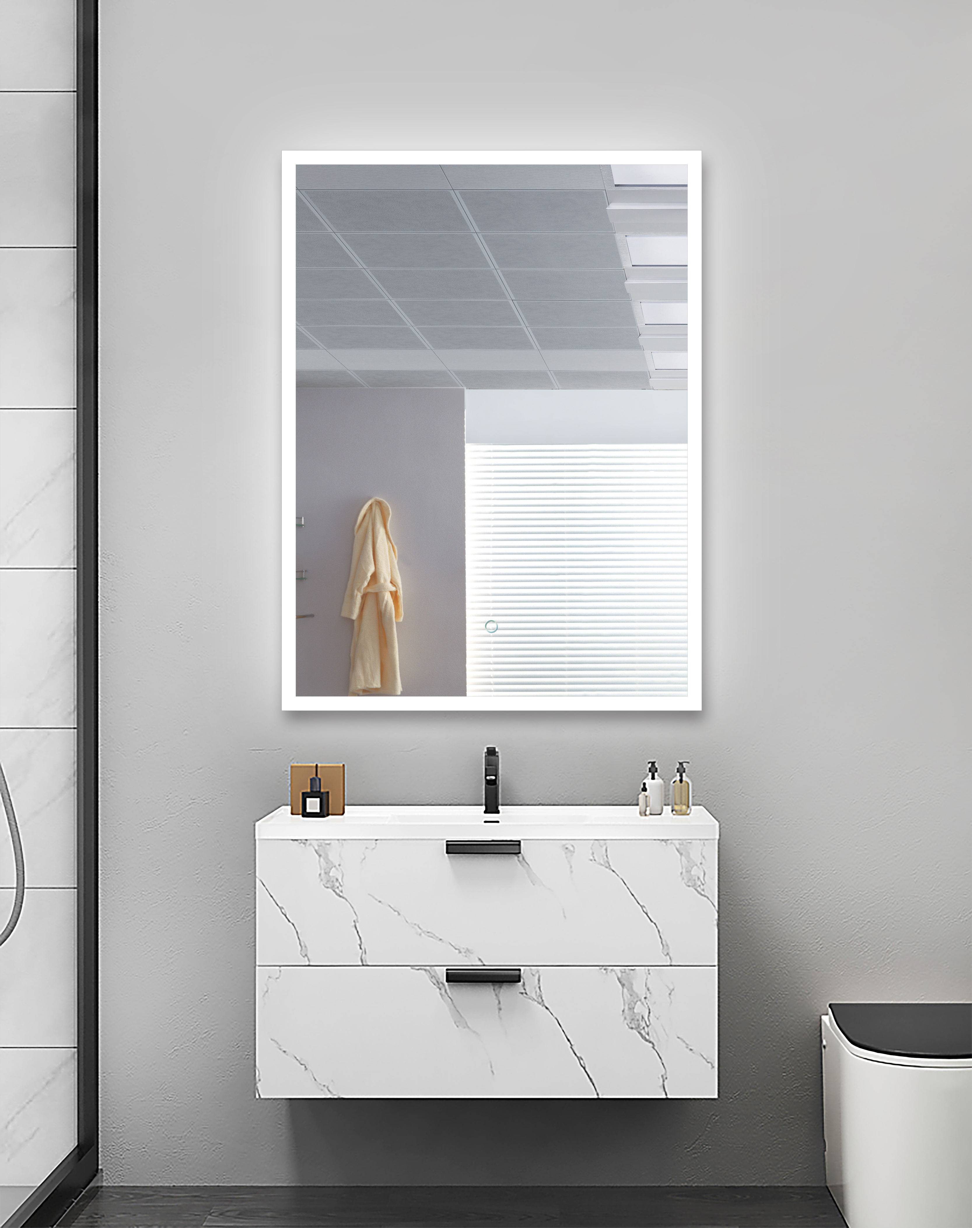 照明浴室镜材料5mm银镜   ip44额定照明镜   镜子加热垫功能 (ip44)1