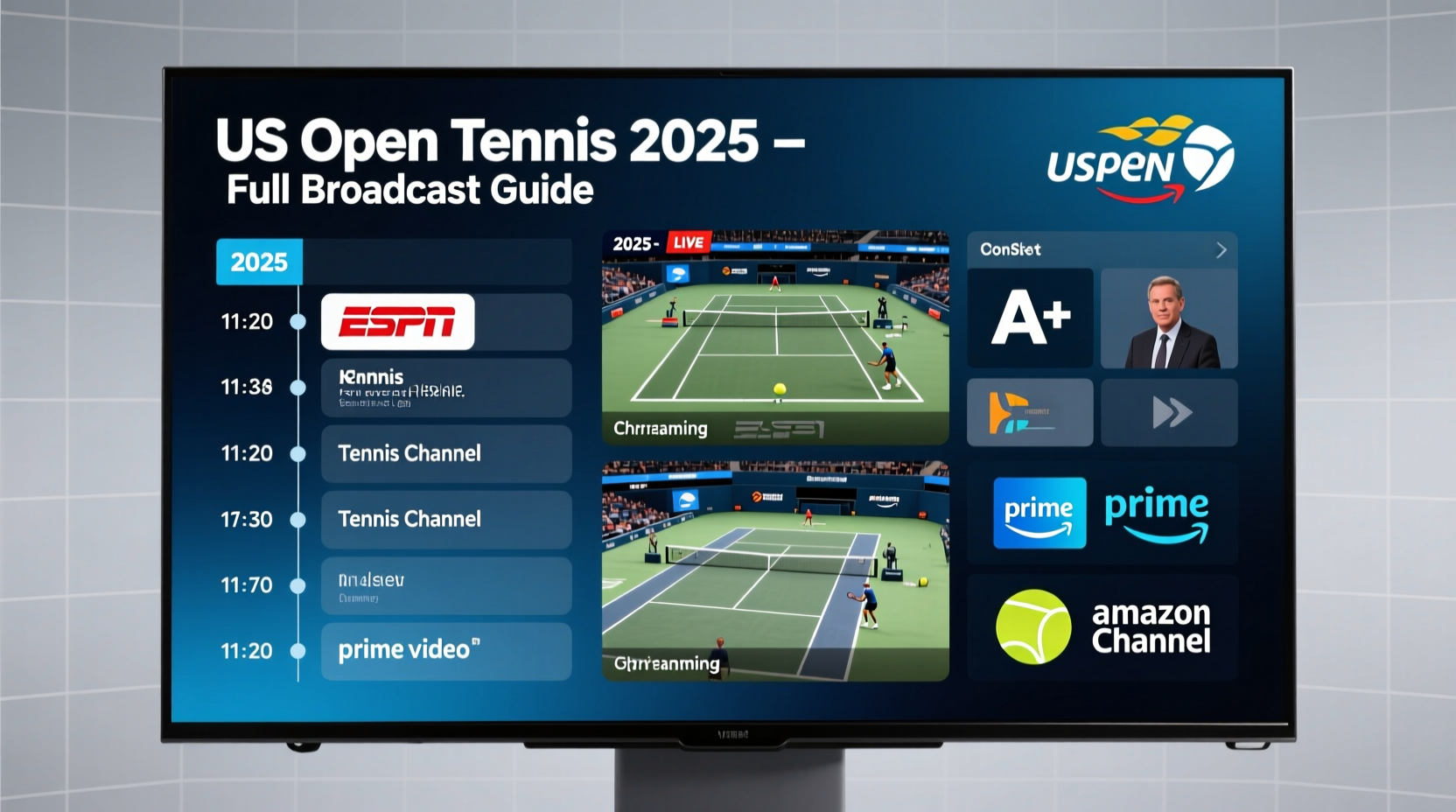what channel is us open tennis on