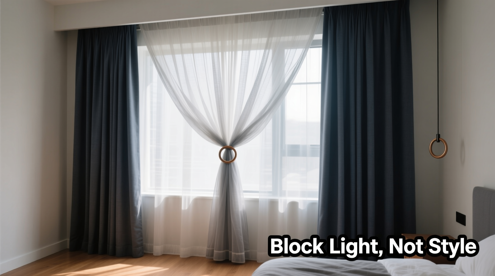 sheer tiebacks or weighted curtains which will actually block more light