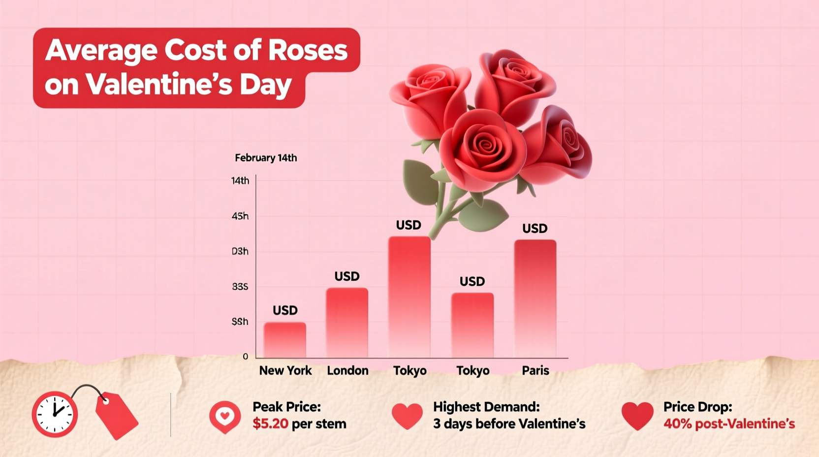 Average Cost of Roses on Valentine's Day