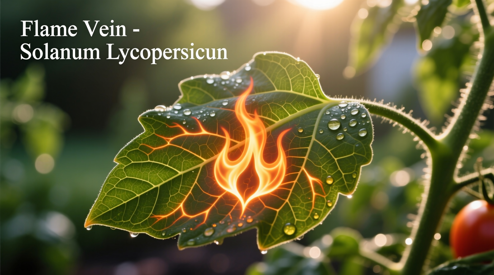 Close-up of flame-shaped patterns on tomato leaf