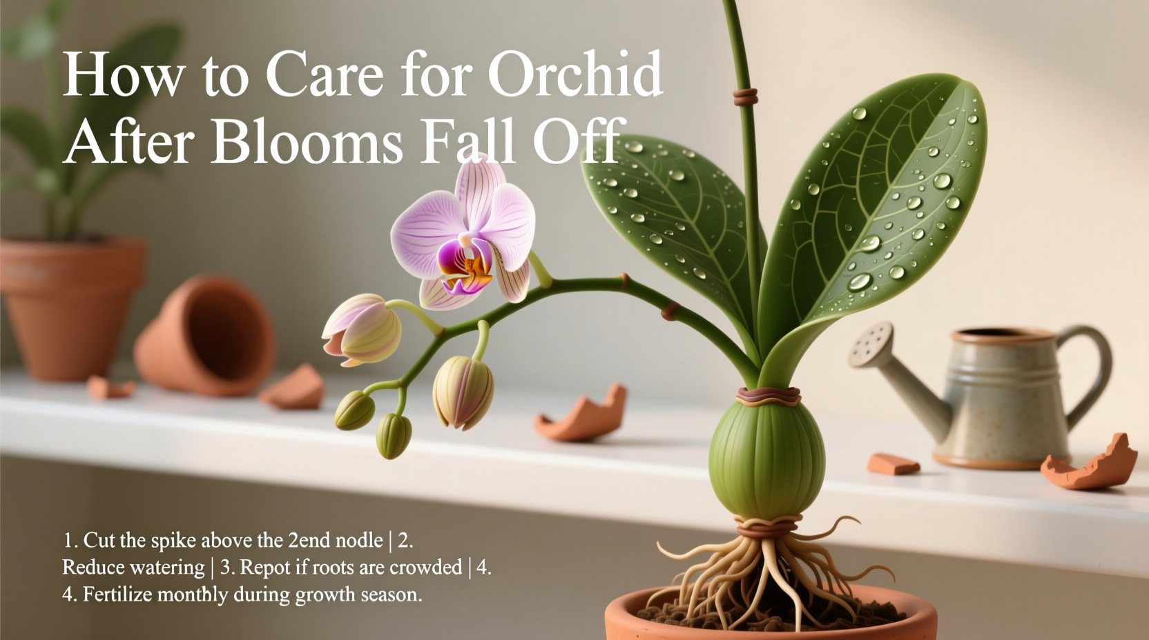 how to care for an orchid after blooms fall off