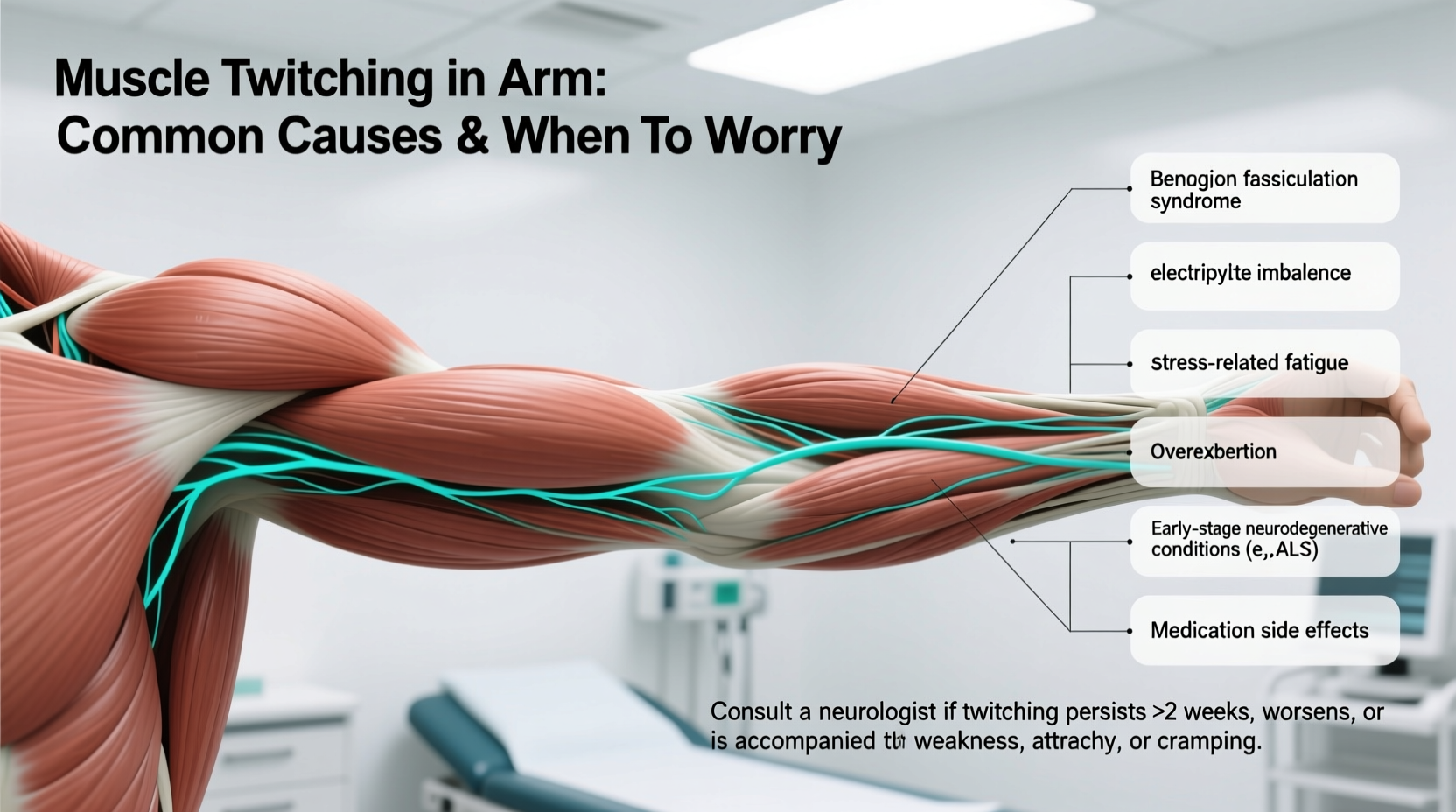 muscle twitching in arm common causes when to worry