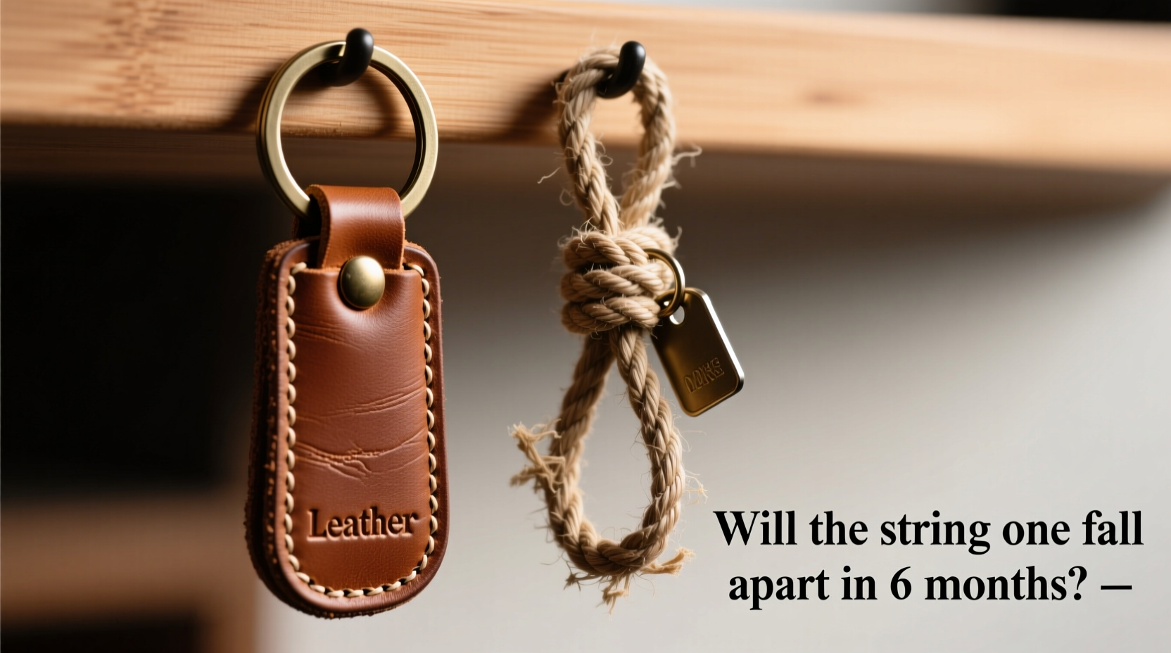 leather vs string keychains will the string one fall apart in 6 months