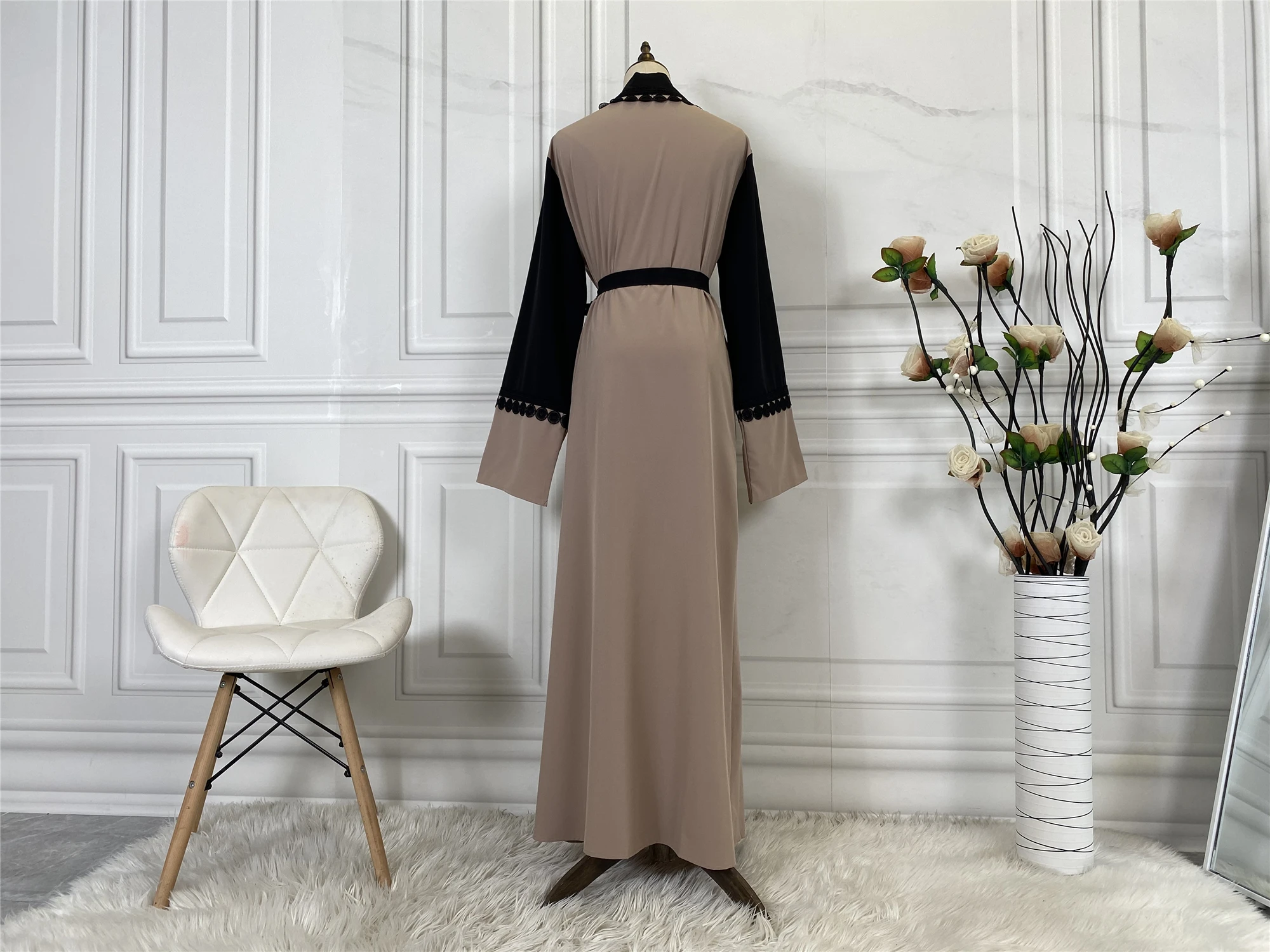 1840#Abaya With Embroidery New Style Front Clothing - CHAOMENG MUSLIM SHOP