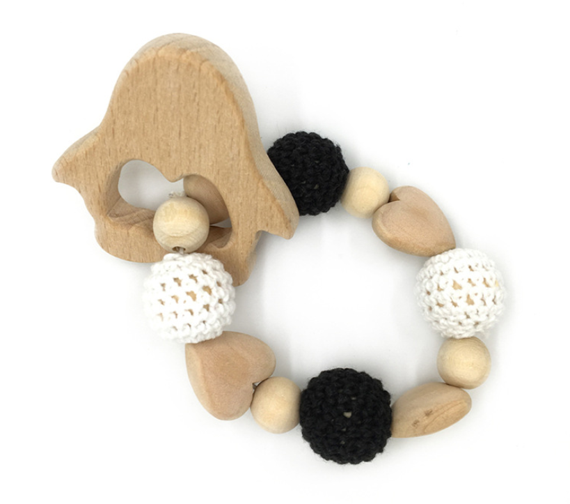 Wholesales Baby Teether Bracelet Wooden Teething Toys Nursing Toddler Toys Animal Molars Teeth Bracelet Toy