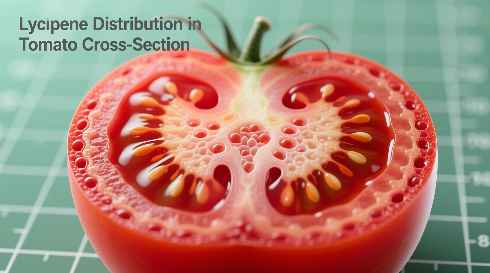 Tomato cross-section showing lycopene distribution
