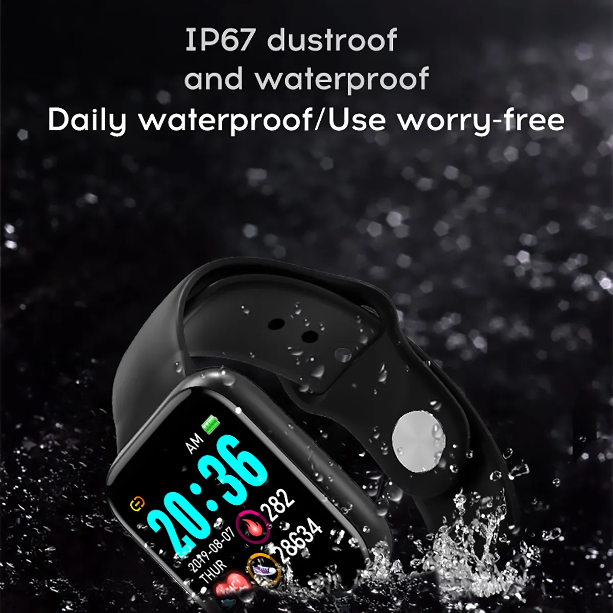 Y68 Smart Watch,  IP67 Waterproof Wristband Professional Fitpro App Fitness Tracking Sport Smart Band for Man Woman