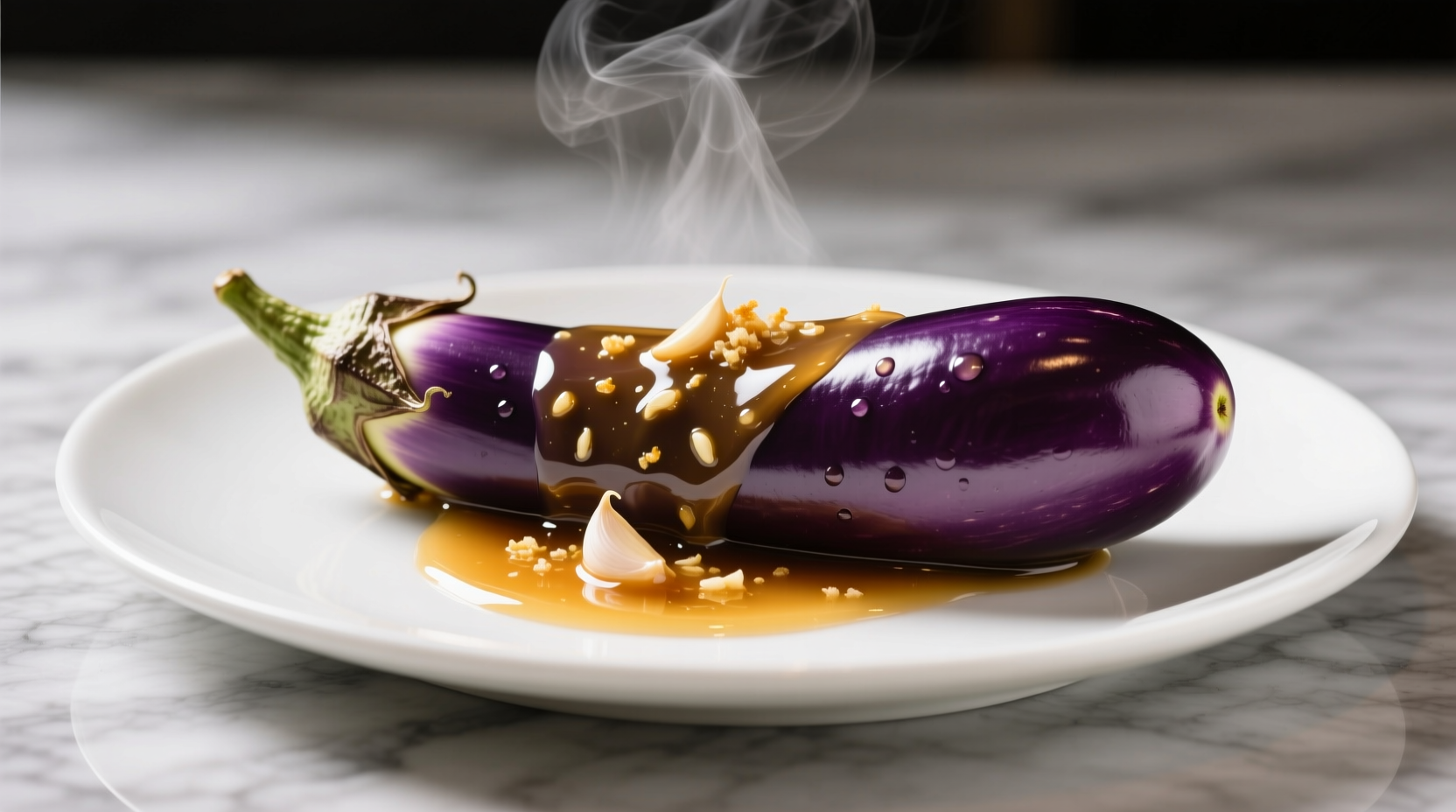 Glänzende chinesische Aubergine in Knoblauchsoße