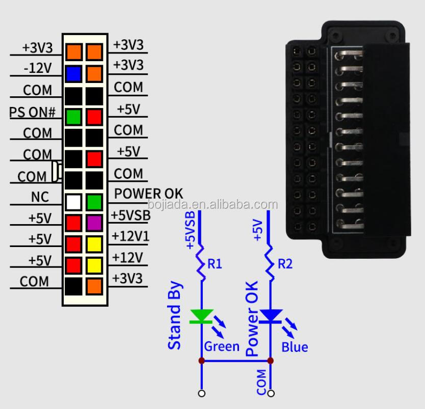 24-Pin ATX Male to Female 90 Degree Angle Connector / Motherboard Power Adapter