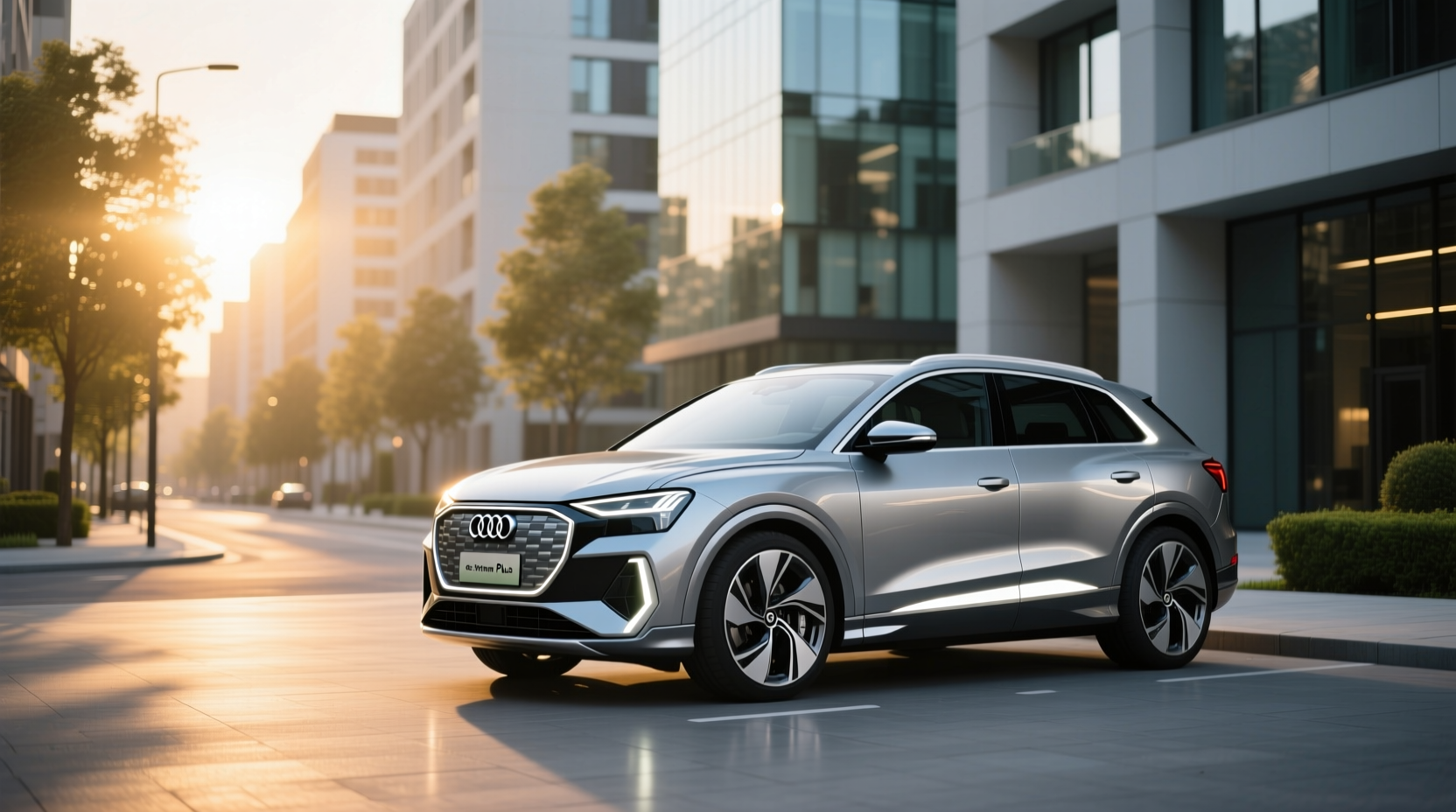 2023 Audi Q4 e-tron Premium Plus front view in urban setting