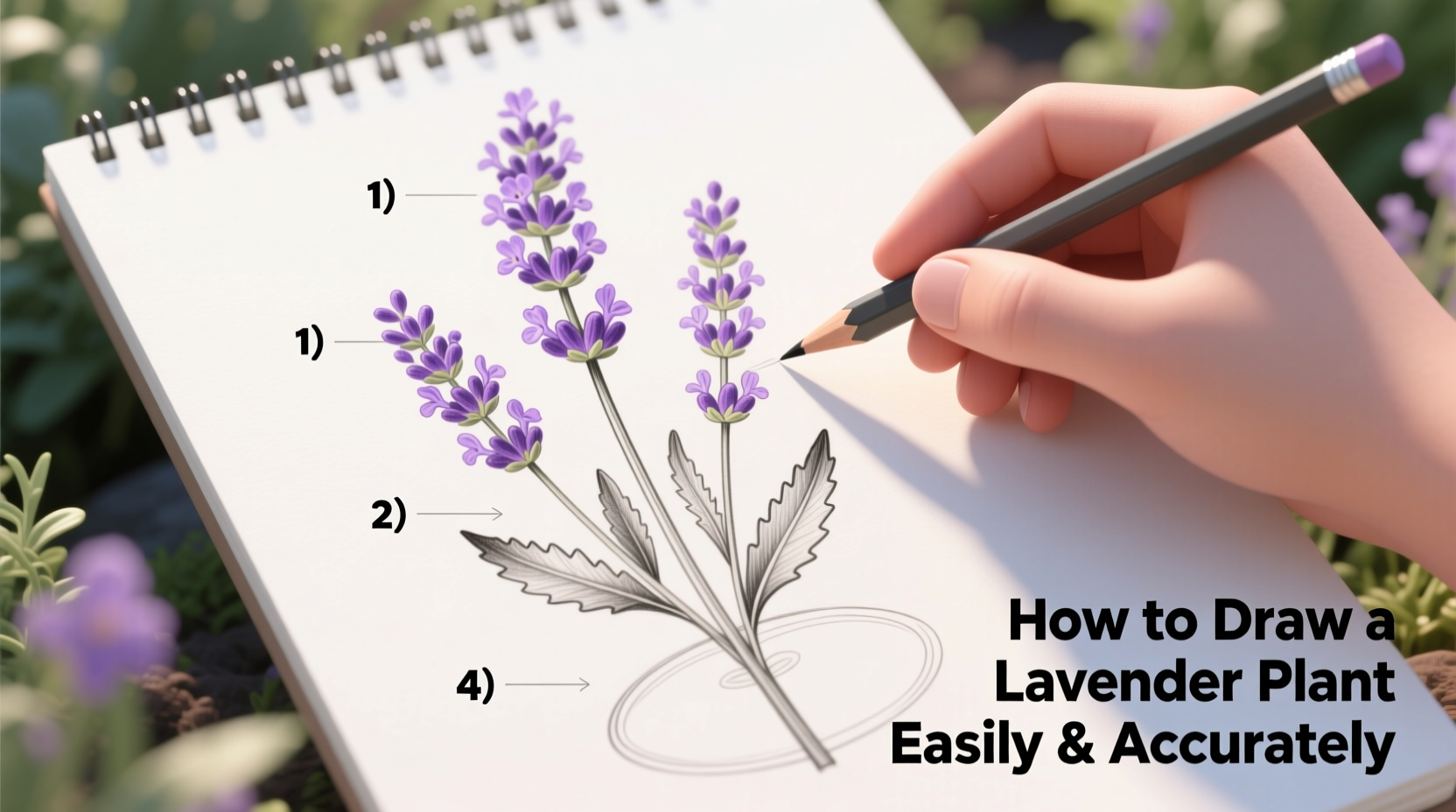 how to draw a lavender plant