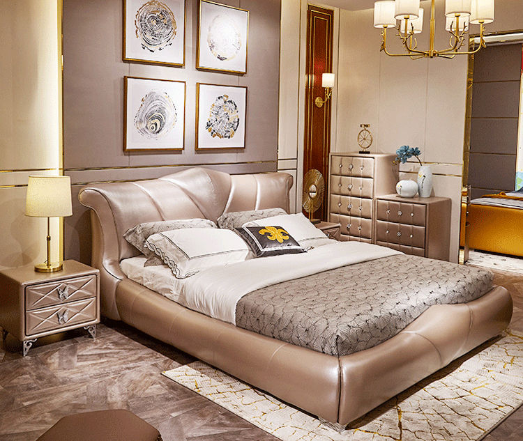 佛山卧室套家具现代豪华特大号皇家床架 - buy king size wooden bed