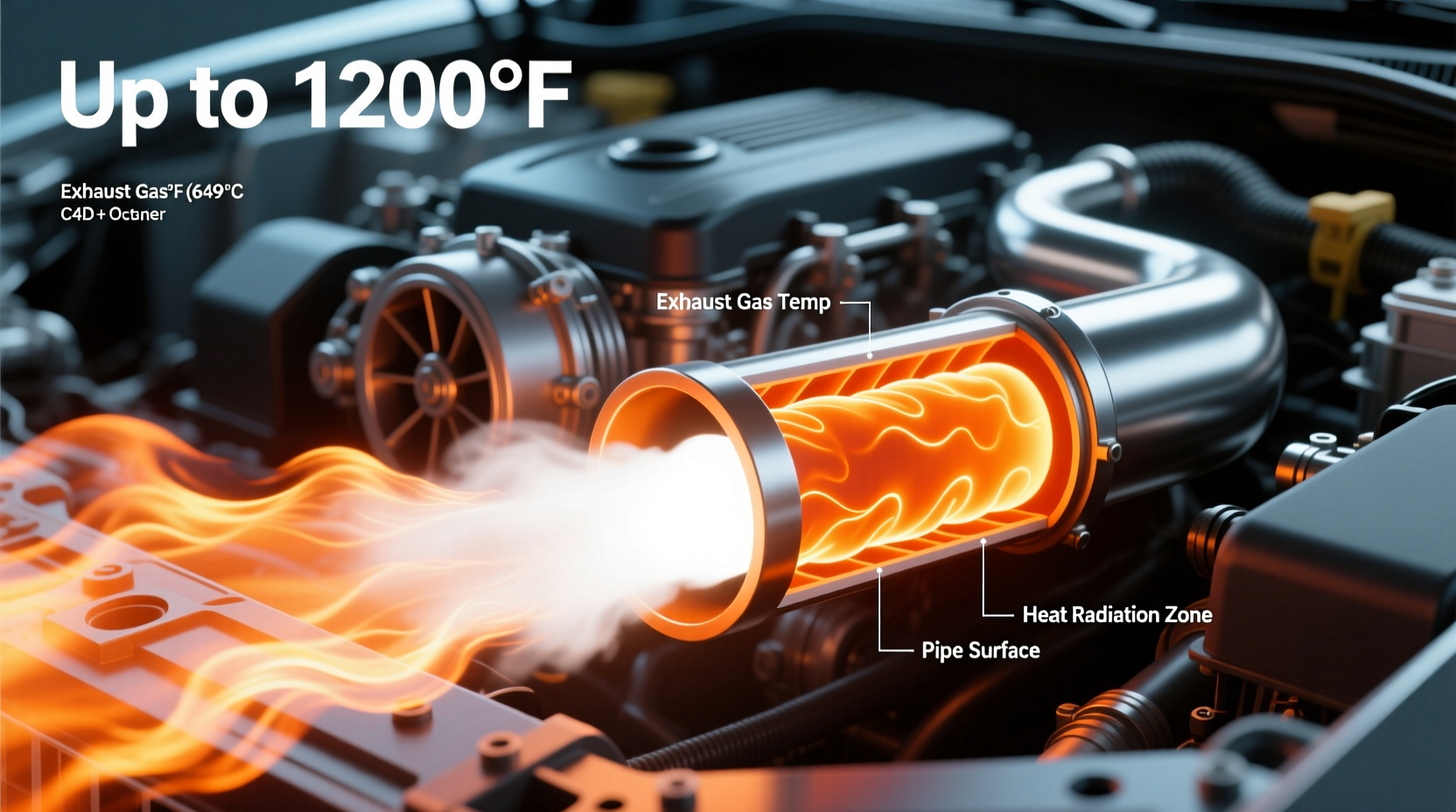 how hot do car exhaust pipes get