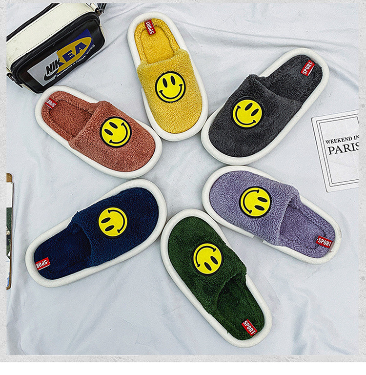 2020 Woman Soft Slippers Smiley Designer Winter Warm Cotton Men Flip Flop Slipper Shoes