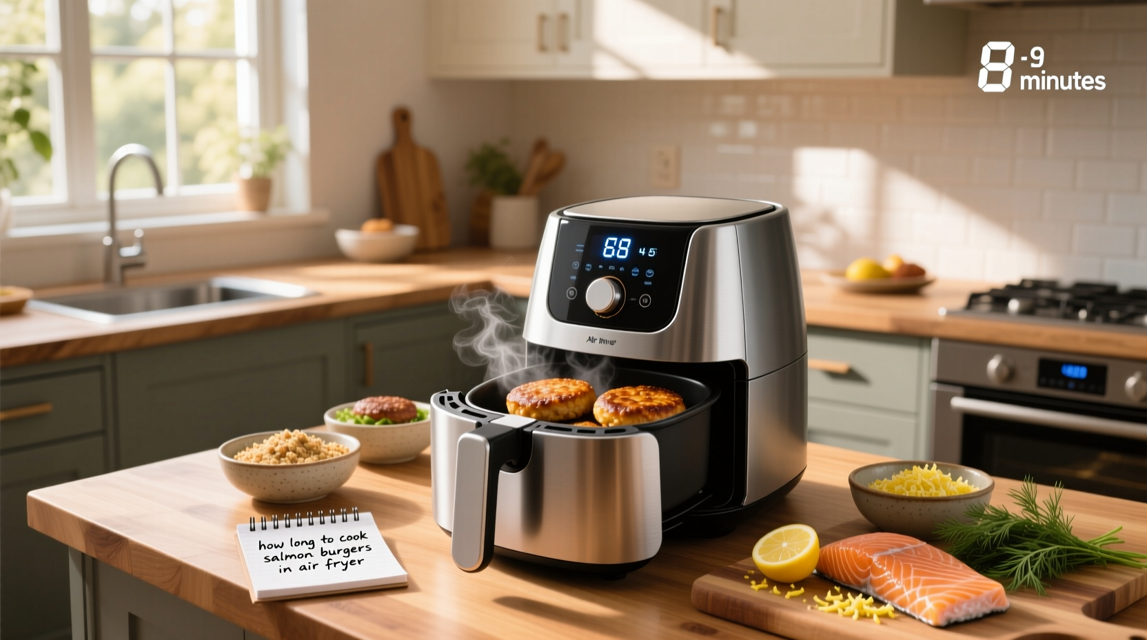 air fryer salmon burgers cook time