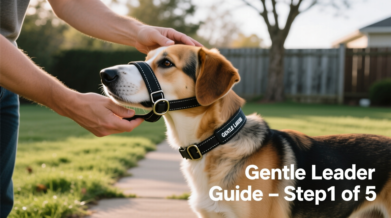 step by step guide to comfortably and effectively putting a gentle leader on your dog