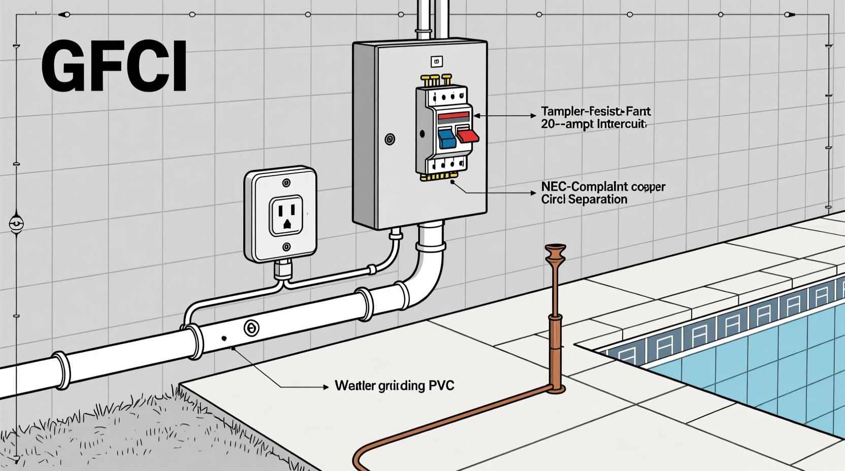 Proper pool electrical wiring diagram with GFCI protection
