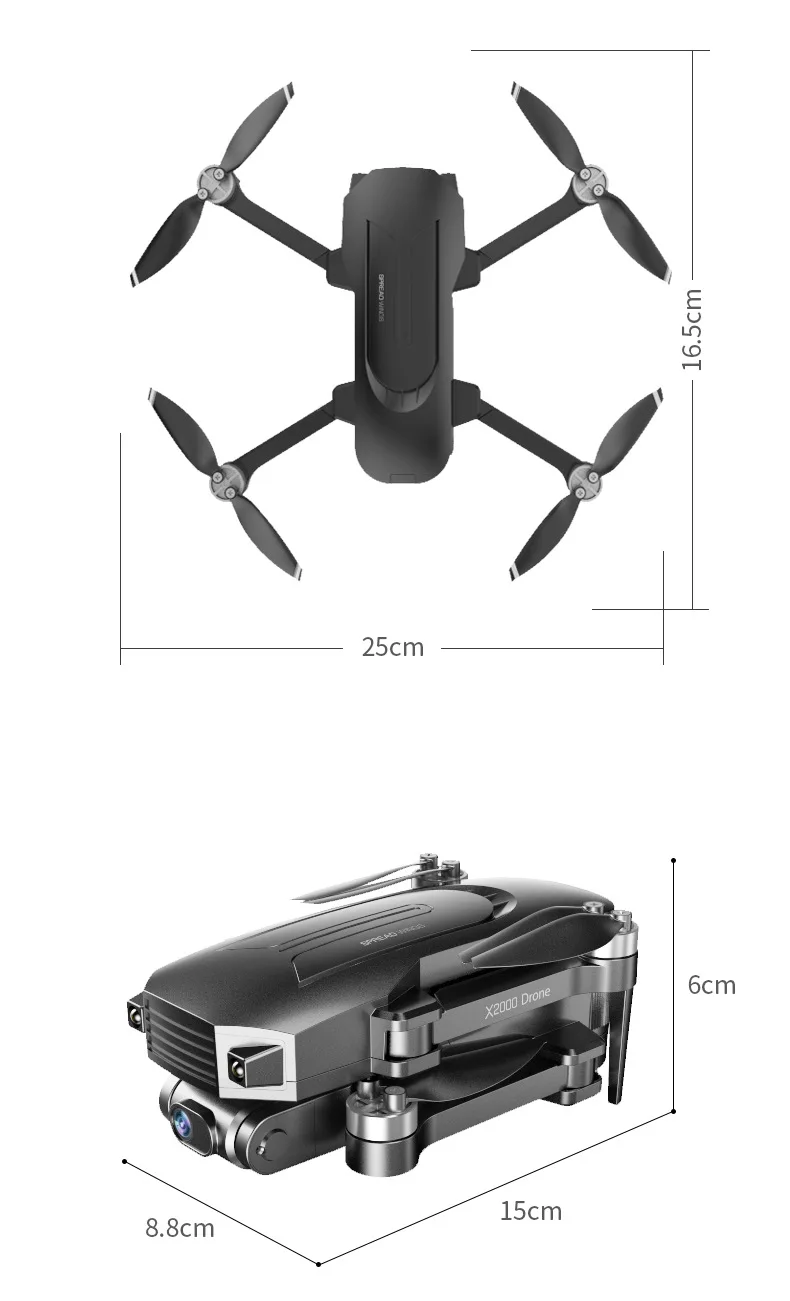 X2000 Drone, gps brushless portable drone with 4k hd