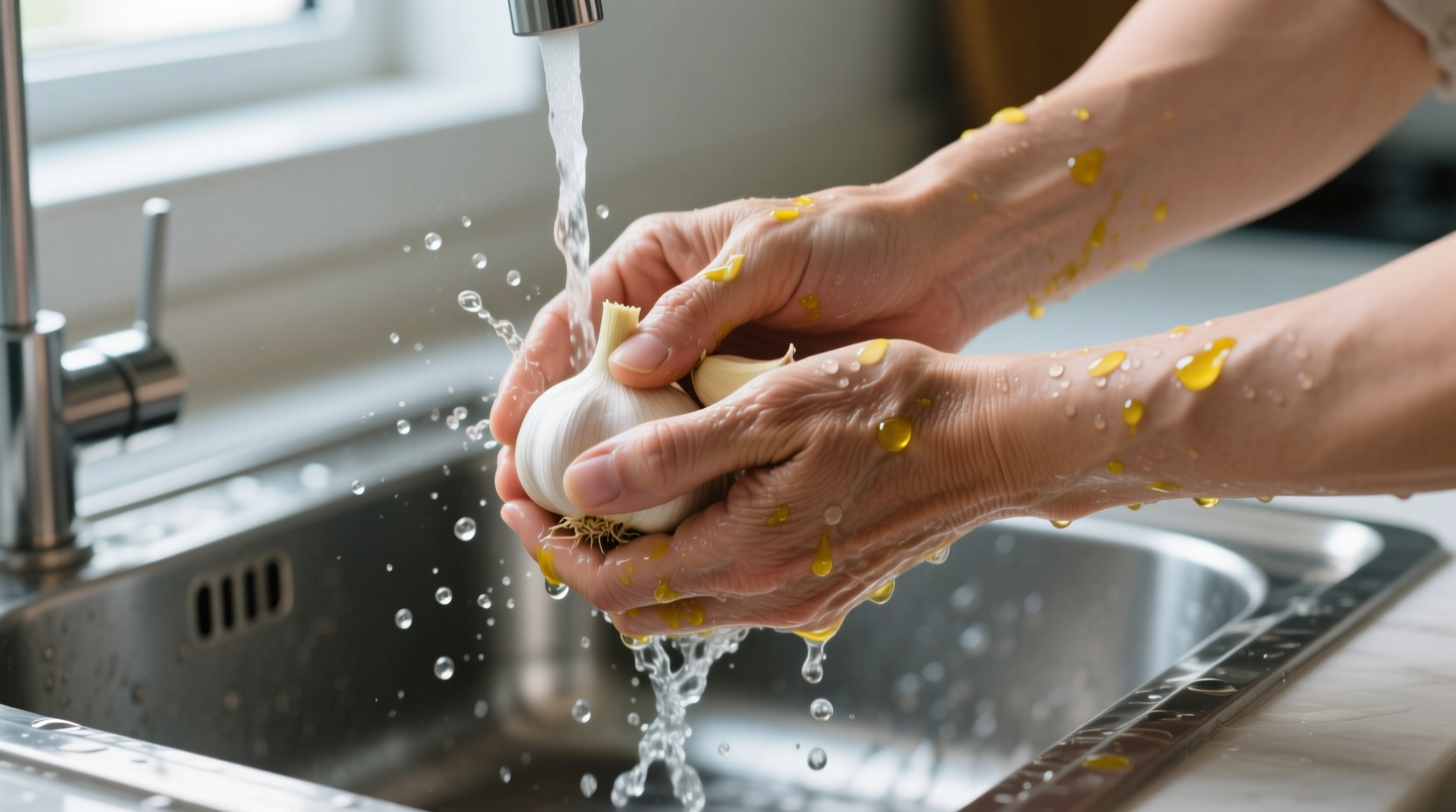 how to get rid of garlic smell on hands