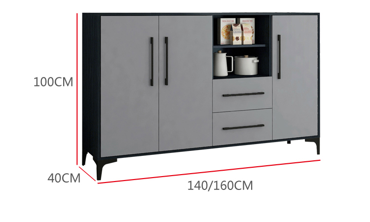 Newest design Grey 4 drawers double doors 80cm 100cm 120cm table metal legs vintage sideboard