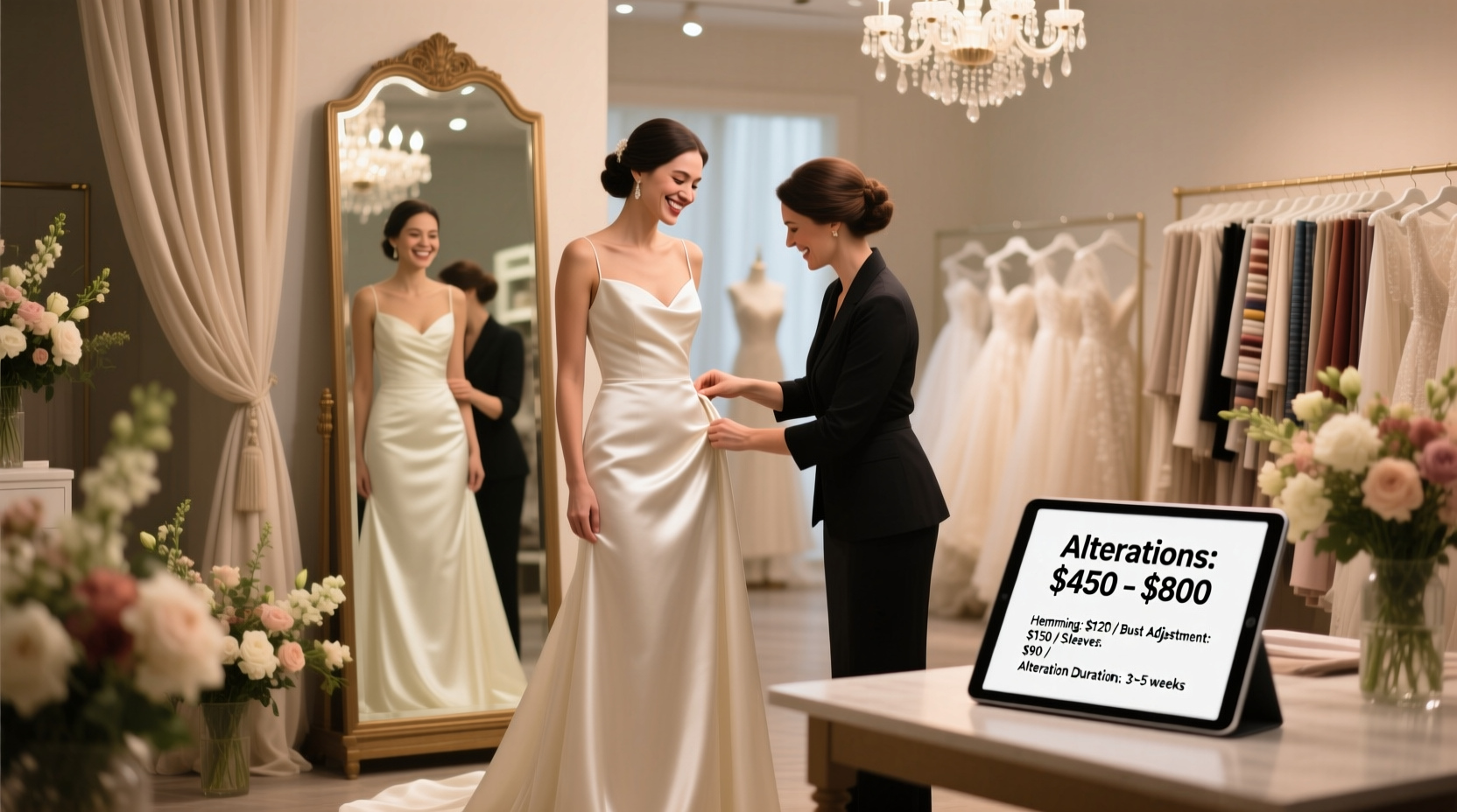 how much do alterations cost for a wedding dress