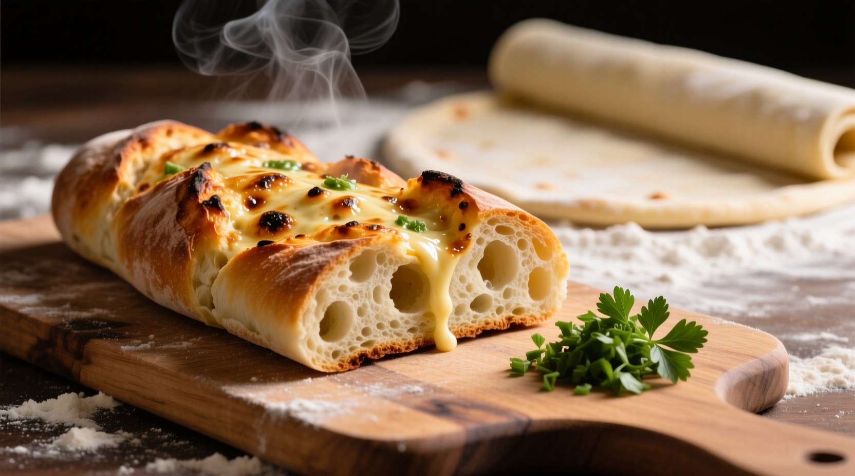 pizza dough garlic bread