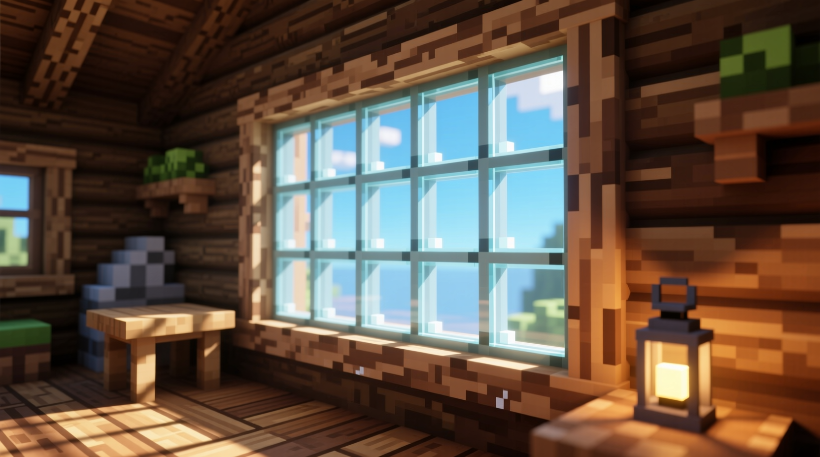 Minecraft glass panes used in window construction