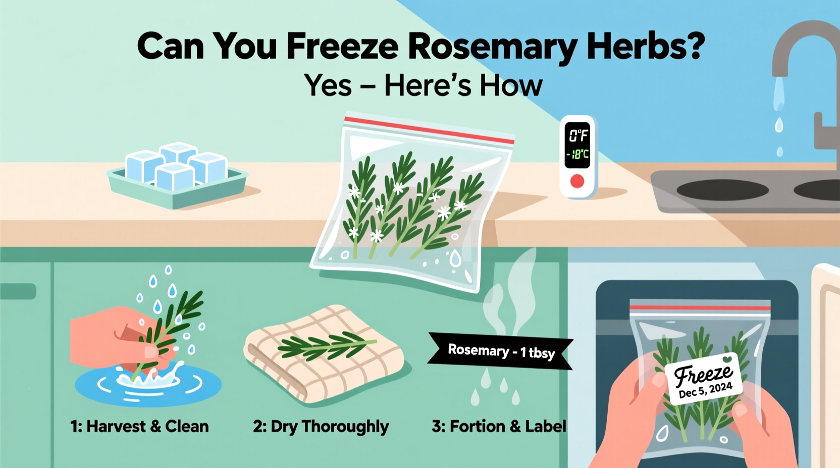 can you freeze rosemary herbs
