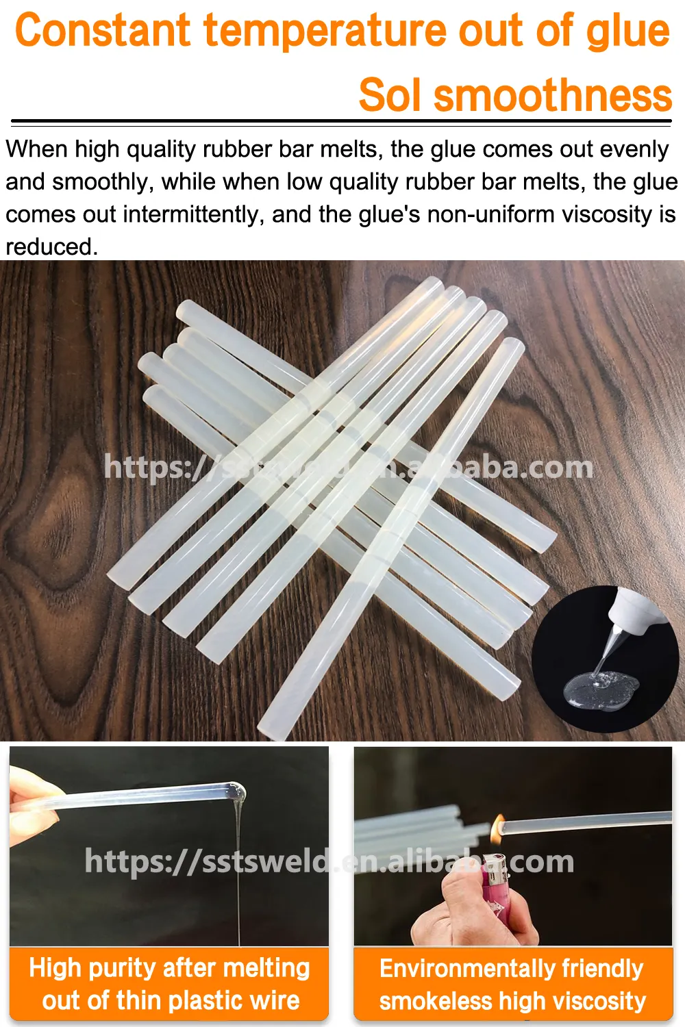 Crystal Transparent EVA 7mm /11mm Hotmelt Glue Stick with Hotmelt Glue Gun Office and School use Adhesive Stick ST-200MM
