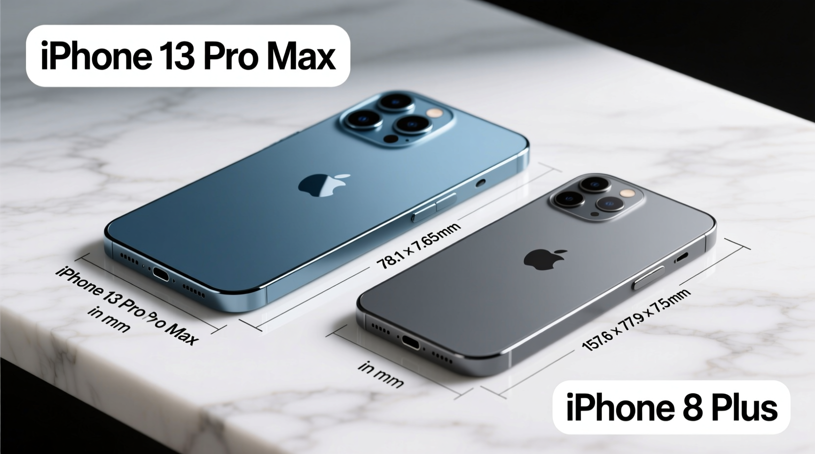 is the iphone 13 pro max really that much bigger than the iphone 8 plus dimensions comparison