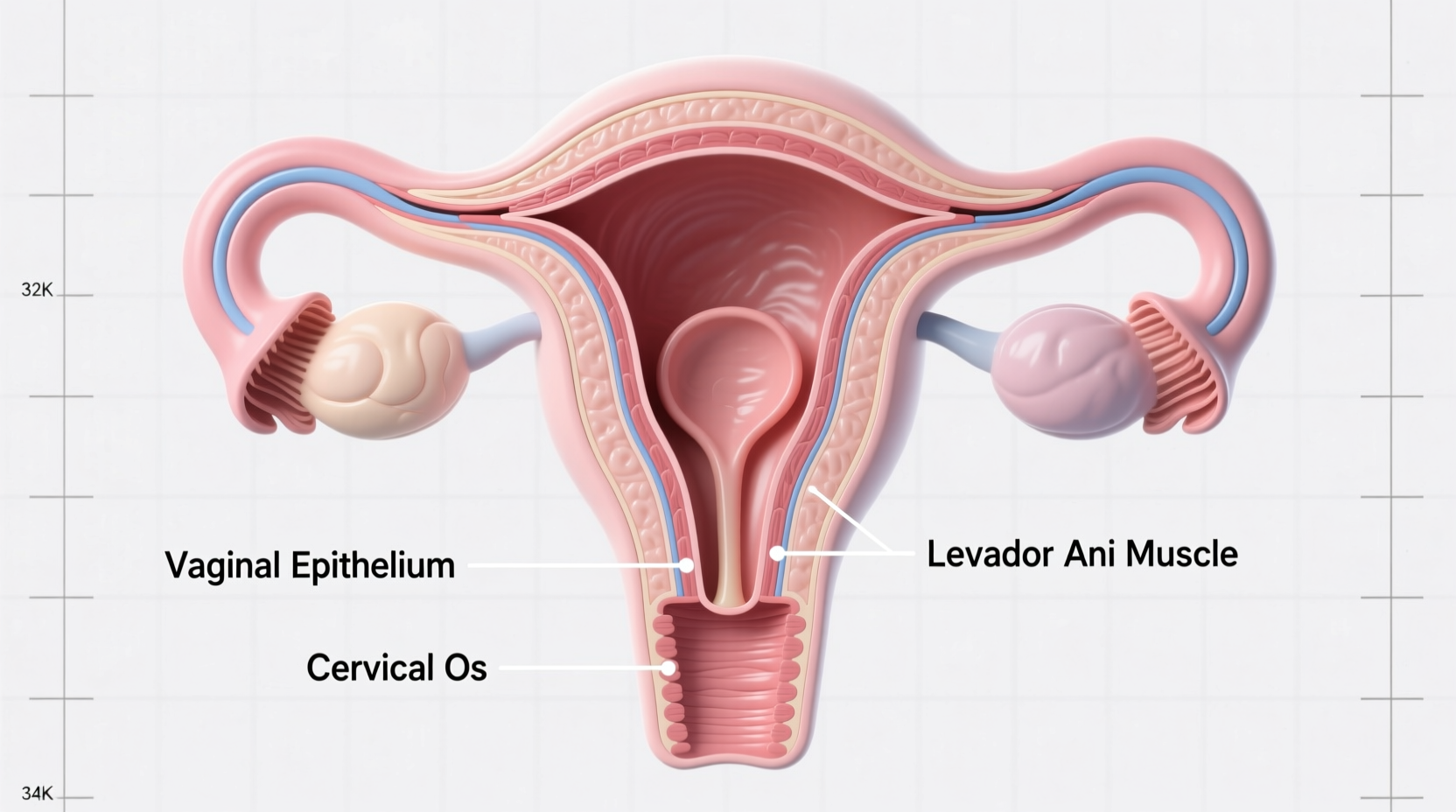 Medical illustration showing vaginal health anatomy