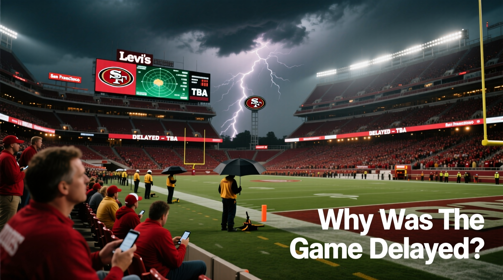 why was the 49ers game delayed today possible reasons