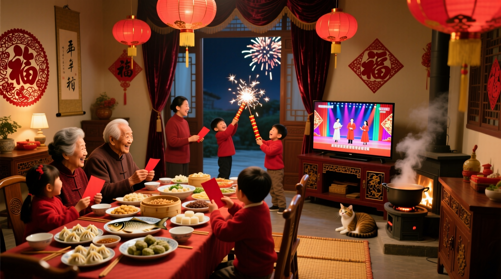 what do chinese people do on chinese new year eve