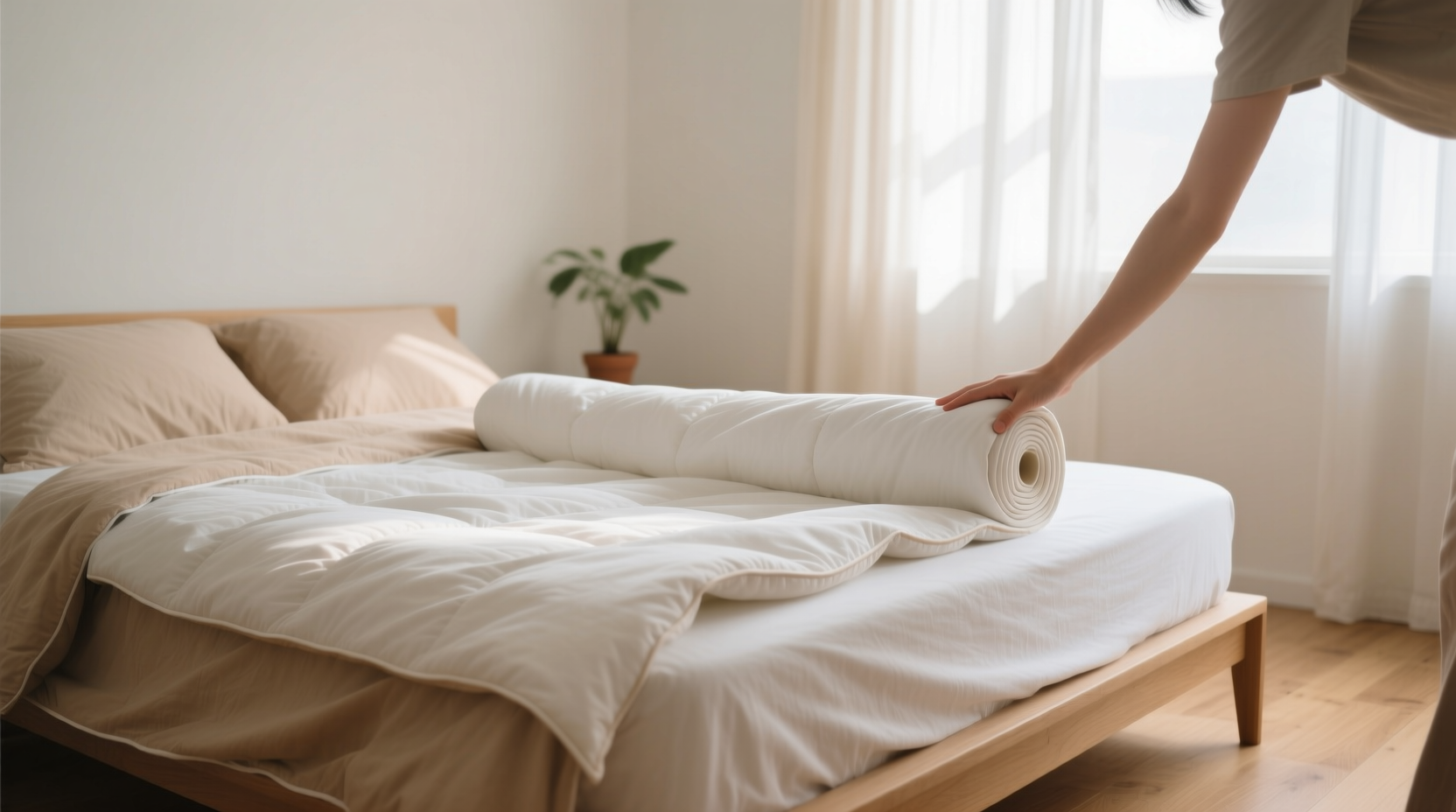 put a duvet cover on with minimum effort by rolling it
