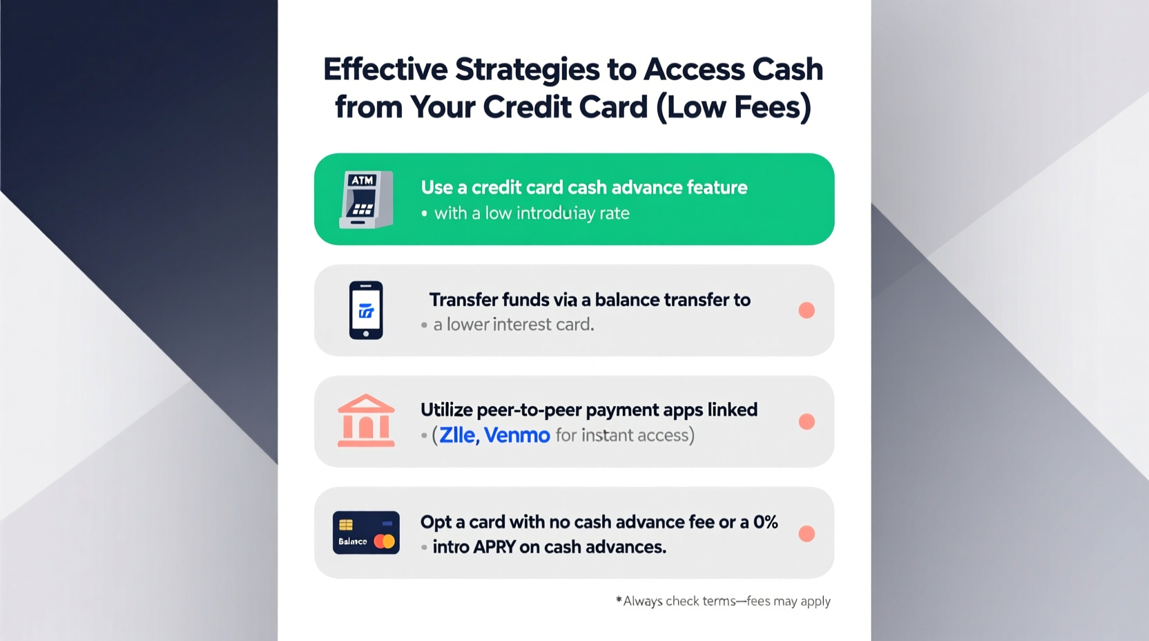 effective strategies to access cash from your credit card without high fees